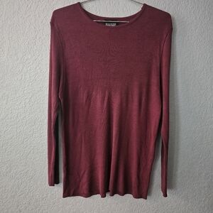 VTG Eileen Fisher Womens Top  Size Large Claret Red Rayon Long Sleeve